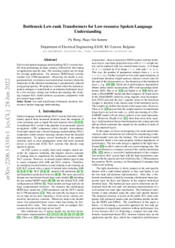 Bottleneck Low-rank Transformers for Low-resource Spoken Language
  Understanding