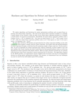 Hardness and Algorithms for Robust and Sparse Optimization