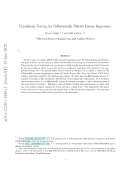 Hypothesis Testing for Differentially Private Linear Regression