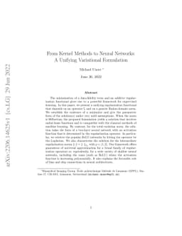 From Kernel Methods to Neural Networks: A Unifying Variational
  Formulation