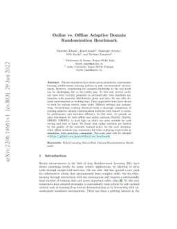 Online vs. Offline Adaptive Domain Randomization Benchmark