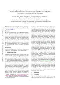 Towards a Data-Driven Requirements Engineering Approach: Automatic
  Analysis of User Reviews