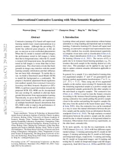 Interventional Contrastive Learning with Meta Semantic Regularizer