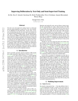 Improving Deliberation by Text-Only and Semi-Supervised Training