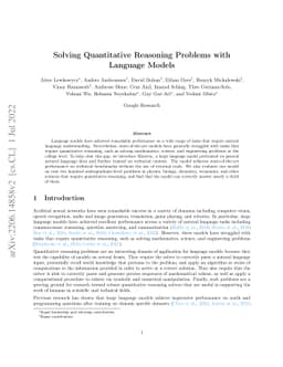 Solving Quantitative Reasoning Problems with Language Models