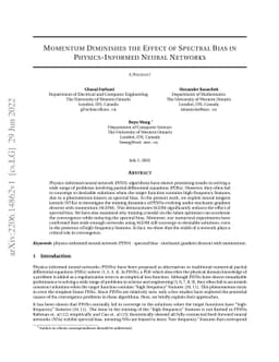 Momentum Diminishes the Effect of Spectral Bias in Physics-Informed
  Neural Networks