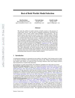 Best of Both Worlds Model Selection