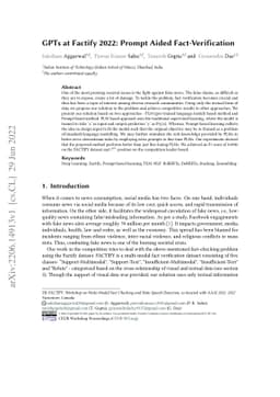 GPTs at Factify 2022: Prompt Aided Fact-Verification