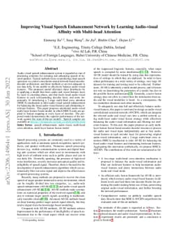 Improving Visual Speech Enhancement Network by Learning Audio-visual
  Affinity with Multi-head Attention