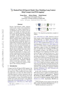 Masked Part-Of-Speech Model: Does Modeling Long Context Help
  Unsupervised POS-tagging?