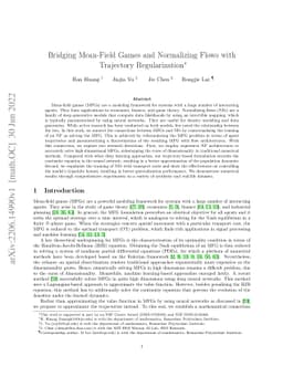Bridging Mean-Field Games and Normalizing Flows with Trajectory
  Regularization