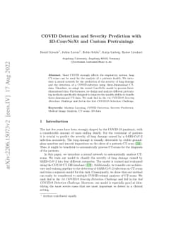 COVID Detection and Severity Prediction with 3D-ConvNeXt and Custom
  Pretrainings