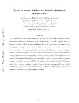 Recovering network topology and dynamics via sequence characterization