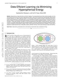 Data-Efficient Learning via Minimizing Hyperspherical Energy