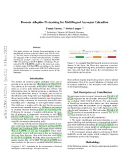 Domain Adaptive Pretraining for Multilingual Acronym Extraction