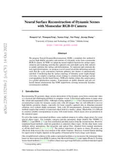Neural Surface Reconstruction of Dynamic Scenes with Monocular RGB-D
  Camera