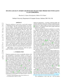 Multiclass-SGCN: Sparse Graph-based Trajectory Prediction with Agent
  Class Embedding
