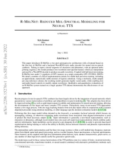 R-MelNet: Reduced Mel-Spectral Modeling for Neural TTS
