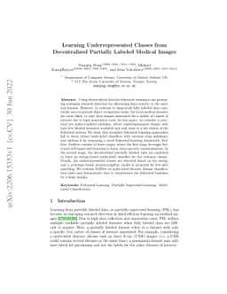 Learning Underrepresented Classes from Decentralized Partially Labeled
  Medical Images