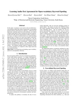 Learning Audio-Text Agreement for Open-vocabulary Keyword Spotting