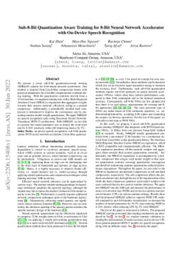 Sub-8-Bit Quantization Aware Training for 8-Bit Neural Network
  Accelerator with On-Device Speech Recognition