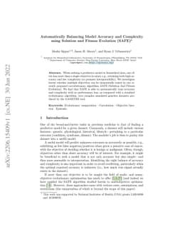Automatically Balancing Model Accuracy and Complexity using Solution and
  Fitness Evolution (SAFE)