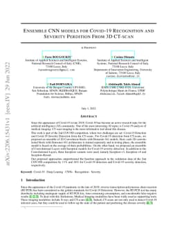Ensemble CNN models for Covid-19 Recognition and Severity Perdition From
  3D CT-scan
