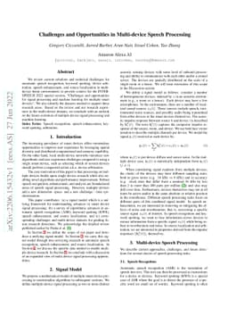 Challenges and Opportunities in Multi-device Speech Processing