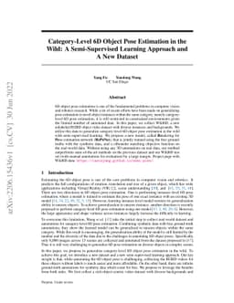 Category-Level 6D Object Pose Estimation in the Wild: A Semi-Supervised
  Learning Approach and A New Dataset