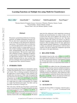 Learning Functions on Multiple Sets using Multi-Set Transformers