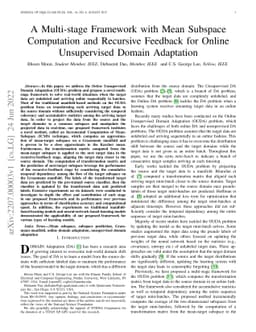 A Multi-stage Framework with Mean Subspace Computation and Recursive
  Feedback for Online Unsupervised Domain Adaptation