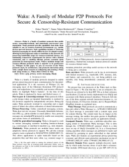 Waku: A Family of Modular P2P Protocols For Secure &
  Censorship-Resistant Communication