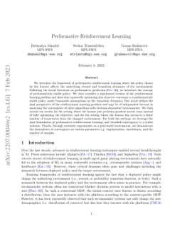 Performative Reinforcement Learning
