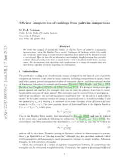Efficient computation of rankings from pairwise comparisons