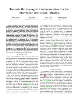 Towards Human-Agent Communication via the Information Bottleneck
  Principle