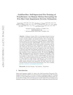 GaitForeMer: Self-Supervised Pre-Training of Transformers via Human
  Motion Forecasting for Few-Shot Gait Impairment Severity Estimation