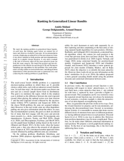 Ranking In Generalized Linear Bandits