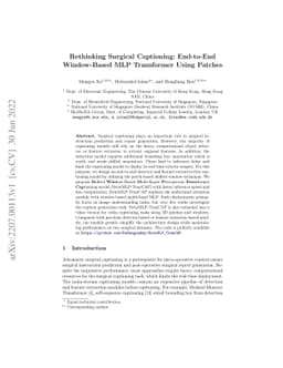 Rethinking Surgical Captioning: End-to-End Window-Based MLP Transformer
  Using Patches