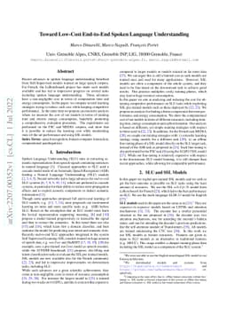 Toward Low-Cost End-to-End Spoken Language Understanding