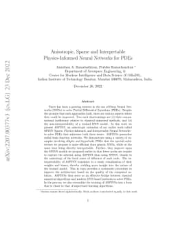 Anisotropic, Sparse and Interpretable Physics-Informed Neural Networks
  for PDEs