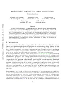 On Leave-One-Out Conditional Mutual Information For Generalization