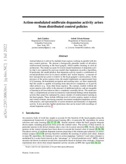 Action-modulated midbrain dopamine activity arises from distributed
  control policies