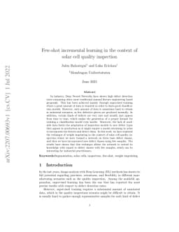 Few-shot incremental learning in the context of solar cell quality
  inspection