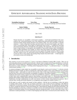 Efficient Adversarial Training With Data Pruning
