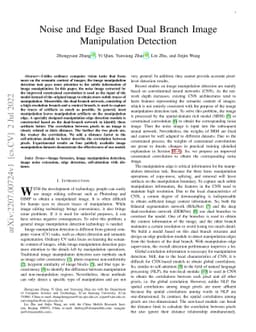 Noise and Edge Based Dual Branch Image Manipulation Detection