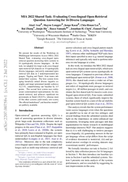 MIA 2022 Shared Task: Evaluating Cross-lingual Open-Retrieval Question
  Answering for 16 Diverse Languages
