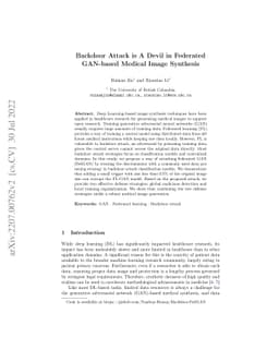 Backdoor Attack is a Devil in Federated GAN-based Medical Image
  Synthesis