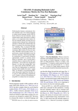 FRAME: Evaluating Rationale-Label Consistency Metrics for Free-Text
  Rationales