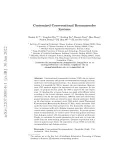 Customized Conversational Recommender Systems