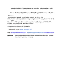 Biological Robots: Perspectives on an Emerging Interdisciplinary Field
